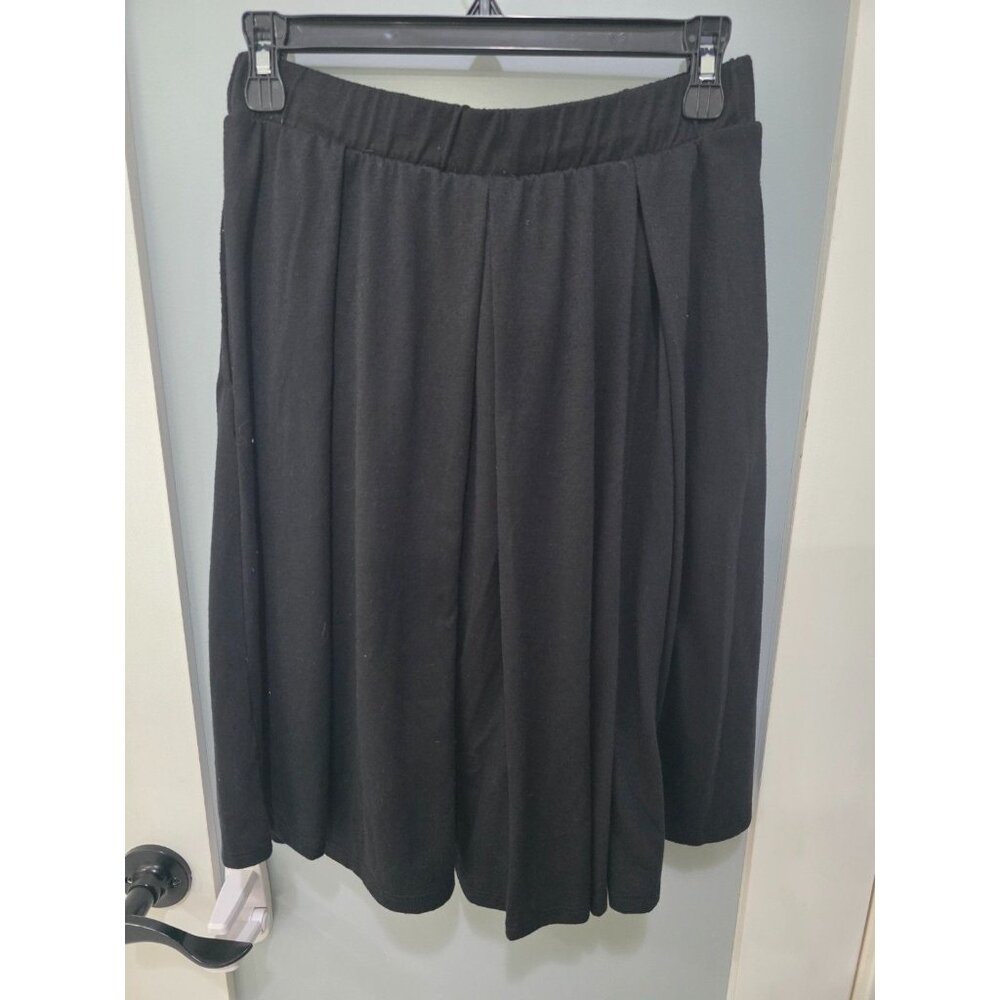 LULAROE Madison Black Solid Pleated Midi Skirt Size Large A-Line Soft Stretch - Picture 6 of 7